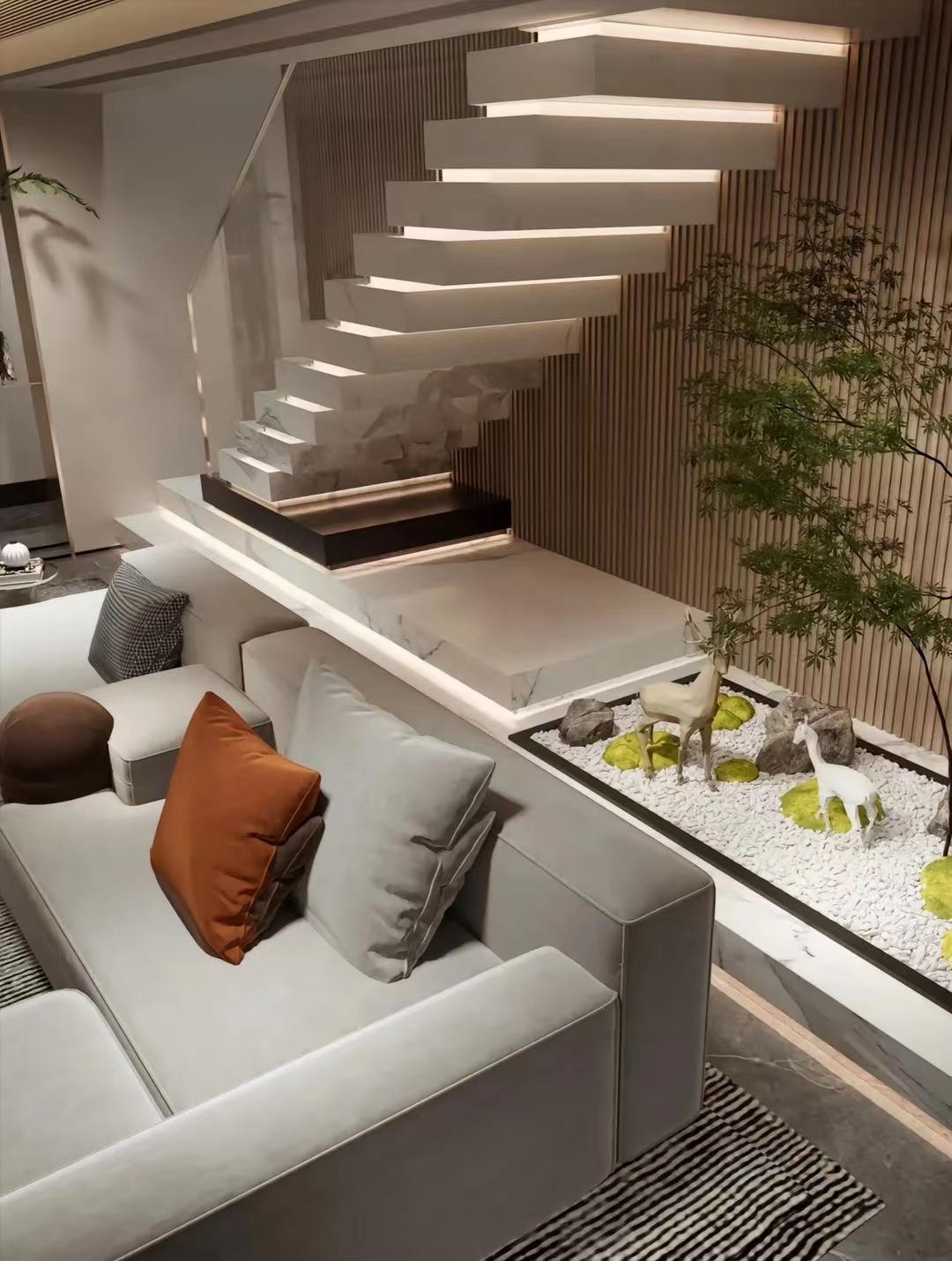 floating stairs-marble steps finish - stacked stairs -YBF-2 - Image 4